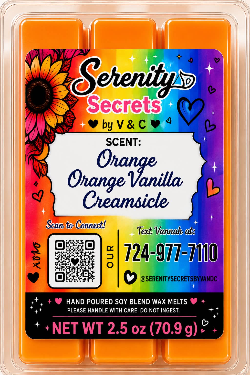 Orange Vanilla Creamsicle Wax Melt - Serenity Secrets by V & C