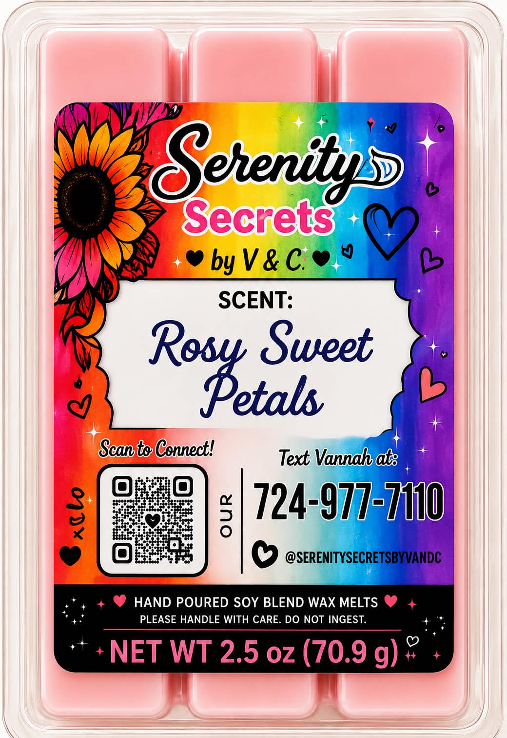 Rosy Sweet Petals Wax Melt - Serenity Secrets by V & C