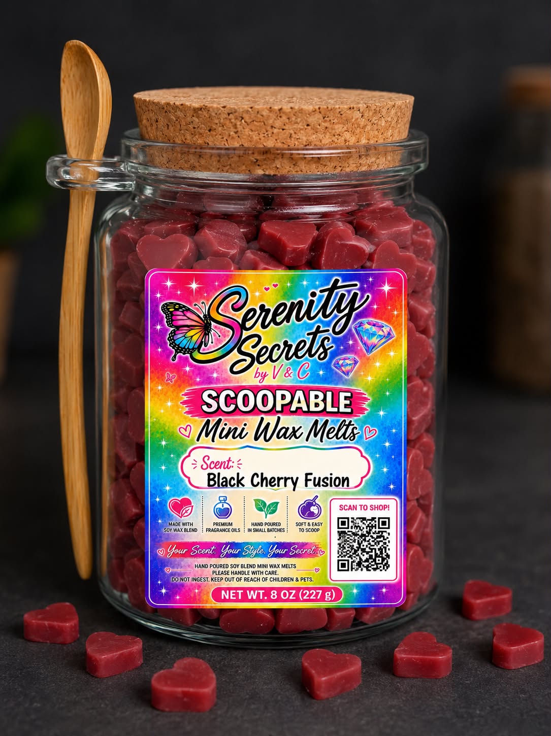 Scoopable Mini Wax Melts – Medium Flag Heart & Stars - Serenity Secrets by V & C