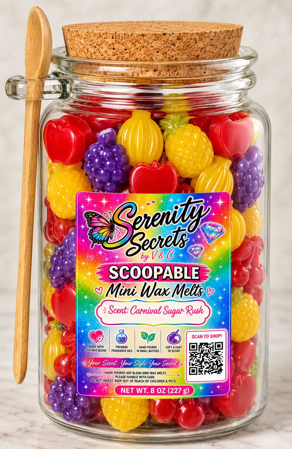 Scoopable Mini Wax Melts – Mixed Fruits - Serenity Secrets by V & C