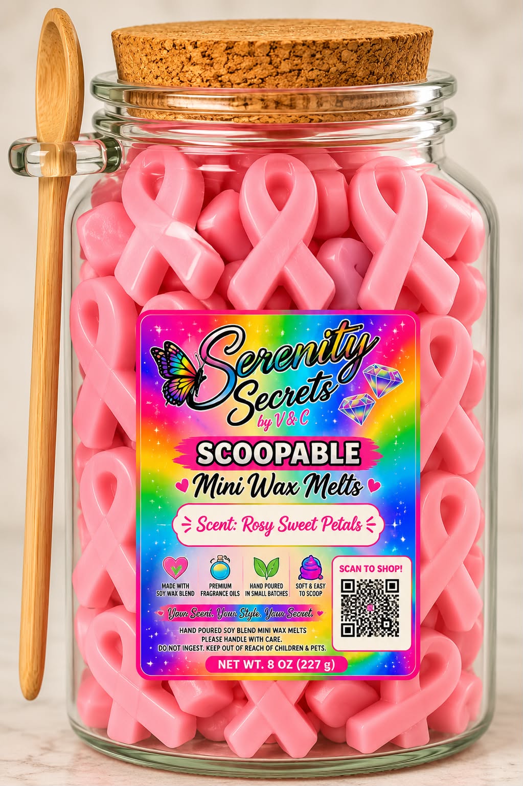 Scoopable Mini Wax Melts – Rosy Sweet Petals - Serenity Secrets by V & C